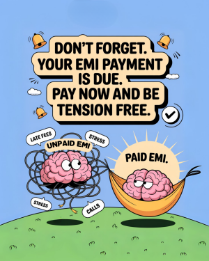 Illustration depicting the relief of paying EMIs on time.