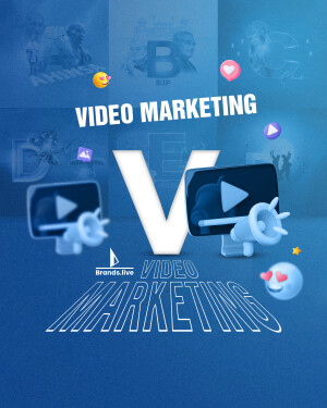 Image depicting video marketing concepts with icons and text.