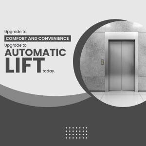 Modern elevator with text promoting automatic lift upgrades