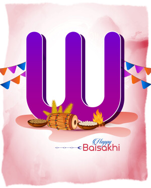 Baisakhi festival graphic with the letter 'W' and traditional elements