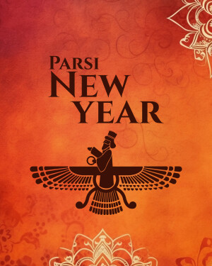 Parsi New Year greeting with Faravahar symbol