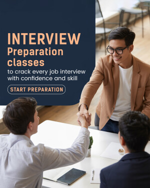 Image of two people shaking hands with text overlay 'Interview Preparation Classes'