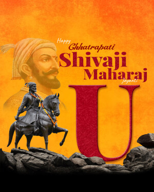 Image depicting Chhatrapati Shivaji Maharaj on horseback with celebratory text.