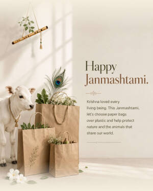 Happy Janmashtami Sustainable Living Message Artwork For Pinterest