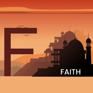 Letter F with a silhouette of a mosque and the word 'Faith' below
