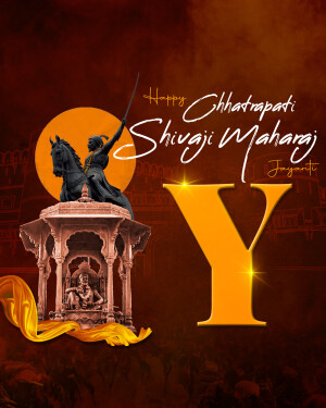 Image of Chhatrapati Shivaji Maharaj on horseback with a celebratory background.