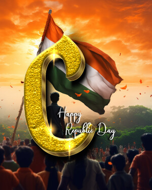 Republic Day of India with flag and crowd
