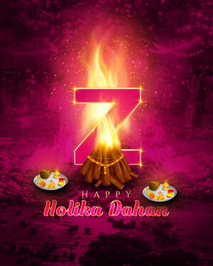 Holika Dahan bonfire with the letter Z and festive offerings