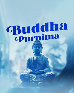 Image of Buddha statue with text 'Buddha Purnima'