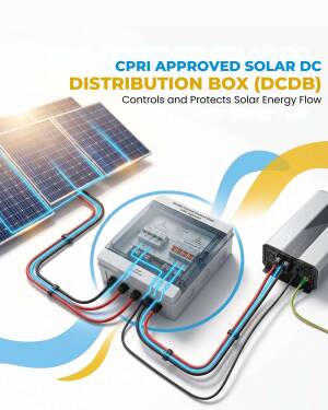 Solar DC Distribution Box (DCDB) connected to solar panels and an inverter