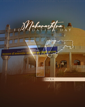 Maharashtra Foundation Day poster with Chaityabhumi and Yeola text