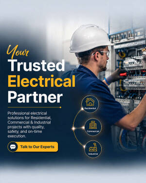 Professional electrician working on a circuit breaker panel for residential, commercial, and industrial services