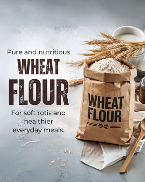 Bag of wheat flour with wheat stalks and ingredients for baking