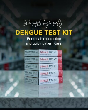 Stack of Dengue Test Kits in a pharmacy setting