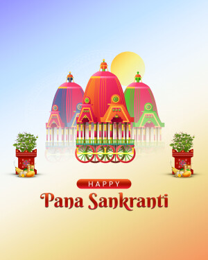 Illustration of three colorful chariots with decorations for Pana Sankranti festival