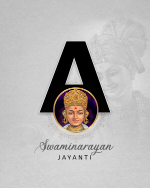 Swaminarayan Jayanti image with a portrait and the letter 'A'