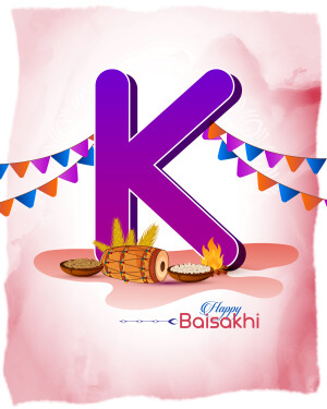 Letter K with Baisakhi decorations