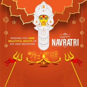 Navratri festival illustration with Goddess Durga and traditional elements