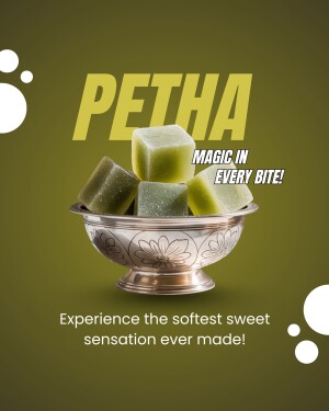 A silver bowl filled with green Petha candies on a dark green background.