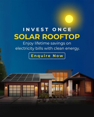 Image of a house with solar panels on the roof under a bright moon, promoting solar energy investment.