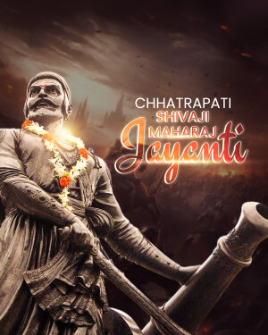Statue of Chhatrapati Shivaji Maharaj with text 'Jayanti'