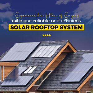Solar panels installed on a rooftop with a blue sky background