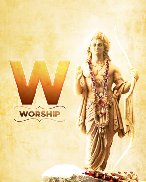 Image of Lord Rama with the letter 'W' and the word 'WORSHIP'