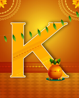 Letter K with Onam festival decorations