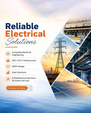 Professional electrical engineering, solar solutions, and infrastructure maintenance services advertisement