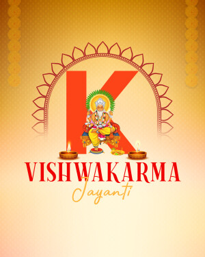 Vishwakarma Jayanti greeting with Lord Vishwakarma portrait