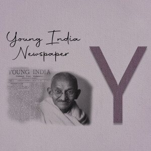 Image of the 'Young India' newspaper logo featuring Mahatma Gandhi