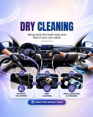 Professional technicians performing dry cleaning and sanitizing on a car interior dashboard and seats