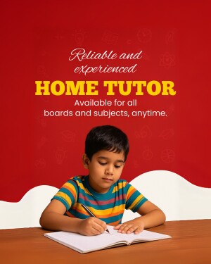 A young boy studying with a tutor, promoting home tutoring services.