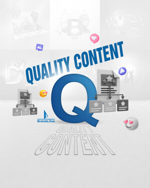 Digital illustration of the letter 'Q' surrounded by icons representing quality content and social media engagement.