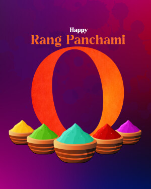Rang Panchami celebration with colorful powder and a large '0' symbol