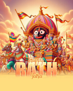 Illustration of Lord Jagannath on a chariot during Rath Yatra festival