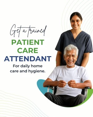 A healthcare worker assisting a senior patient in a wheelchair.