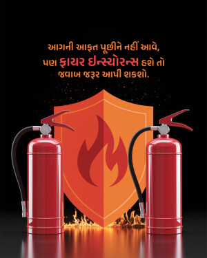 Two fire extinguishers facing each other with a flame on a shield.