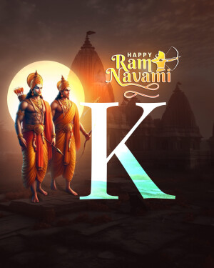 Ram Navami illustration featuring Lord Rama and Lakshmana with a temple backdrop