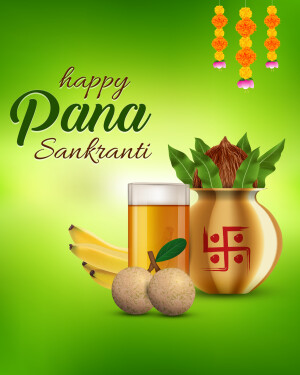 Pana Sankranti festival illustration with traditional elements