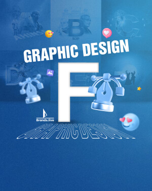 Graphic design illustration with letter F and creative elements