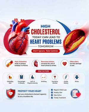 Infographic showing the risks of high cholesterol and how it impacts heart health