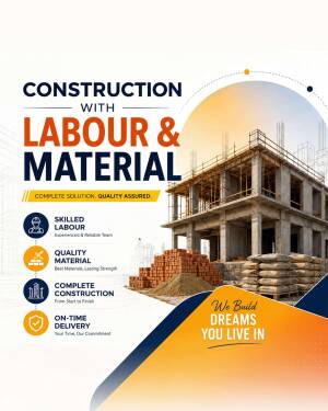 A construction services advertisement flyer featuring a building under construction and service highlights.