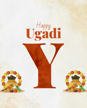 Ugadi festival greeting with traditional decorations