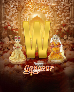 Gangaur festival image with dolls and the letter W
