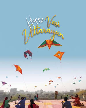 Kites flying in the sky during Uttarayan festival