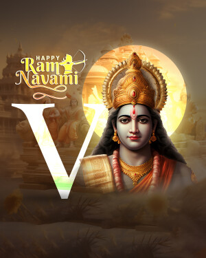 Ram Navami greeting with Lord Rama portrait