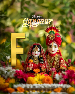 Gangaur festival celebration with idols of Gauri and Shiva
