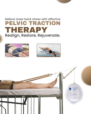 Image of a patient undergoing pelvic traction therapy for lower back pain relief.