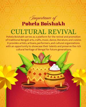 Pohela Boishakh cultural celebration poster with traditional elements